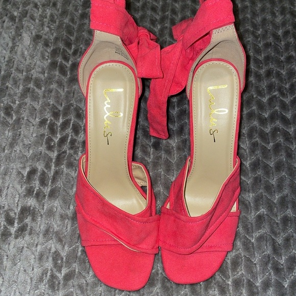 Lulus Avian Elegant Coral Women's Square Heels.  Size 8 - Picture 3 of 9